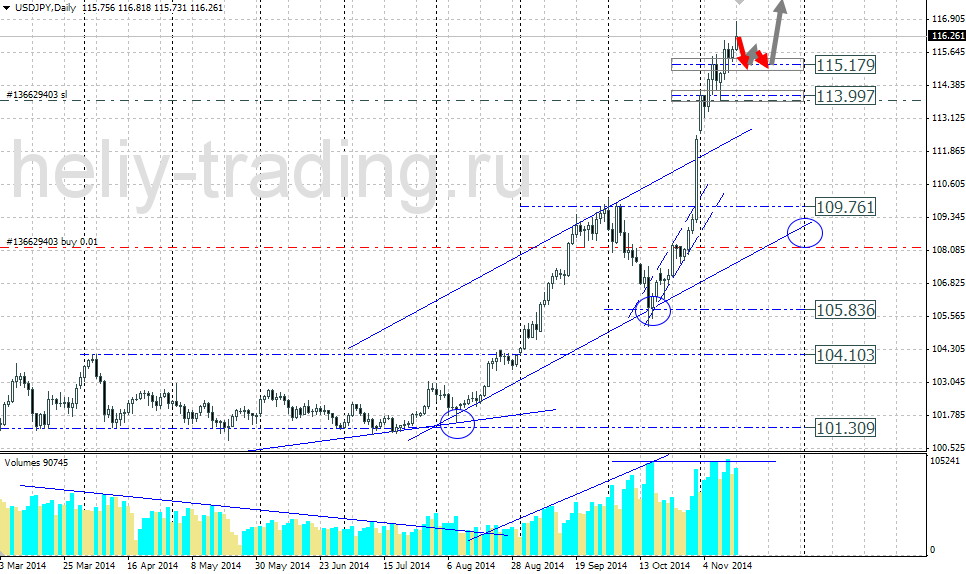 Технический прогноз по USDJPY на 17.11.2014 – 21.11.2014
