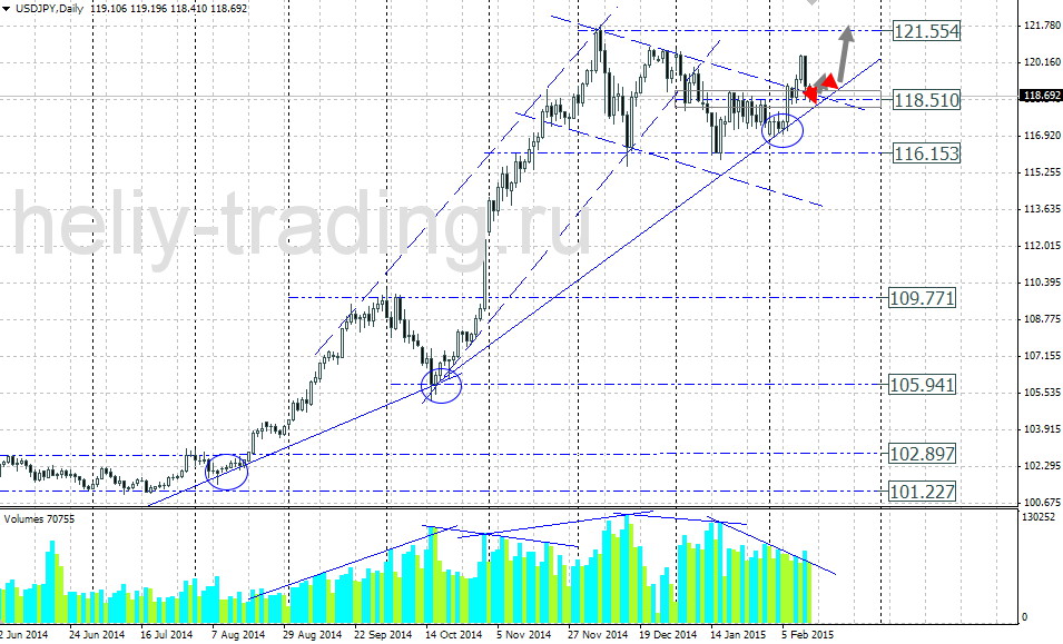 Технический прогноз USDJPY на 16.02.2015 – 20.02.2015