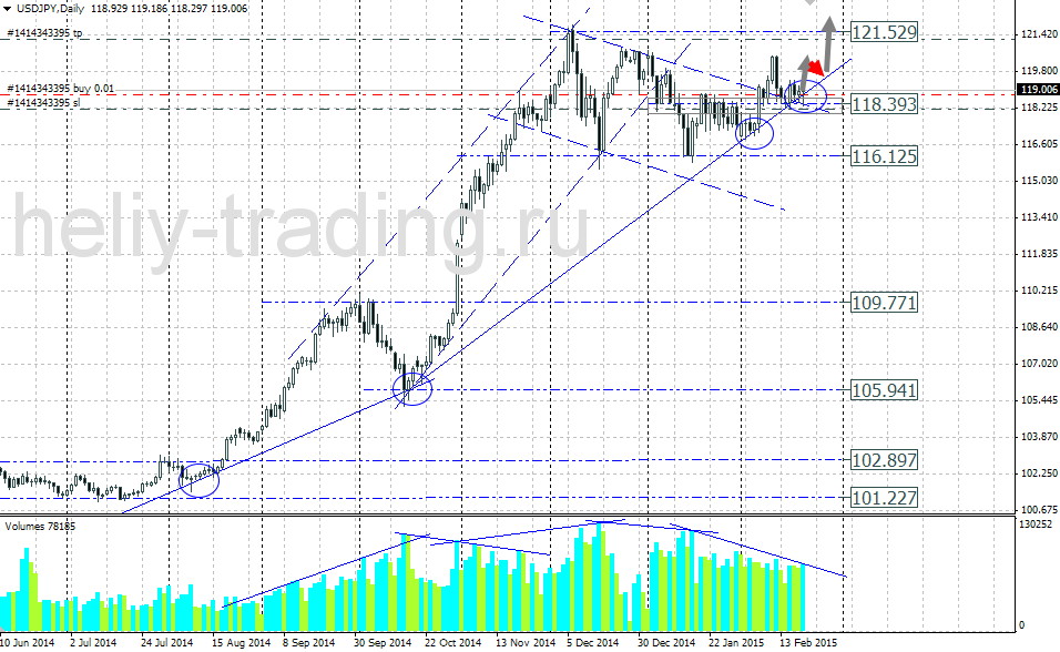 Технический прогноз USDJPY на 23.02.2015 – 27.02.2015