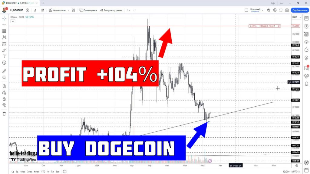 Обучение трейдингу и инвестициям по криптовалюте Dogecoin DOGE +104%